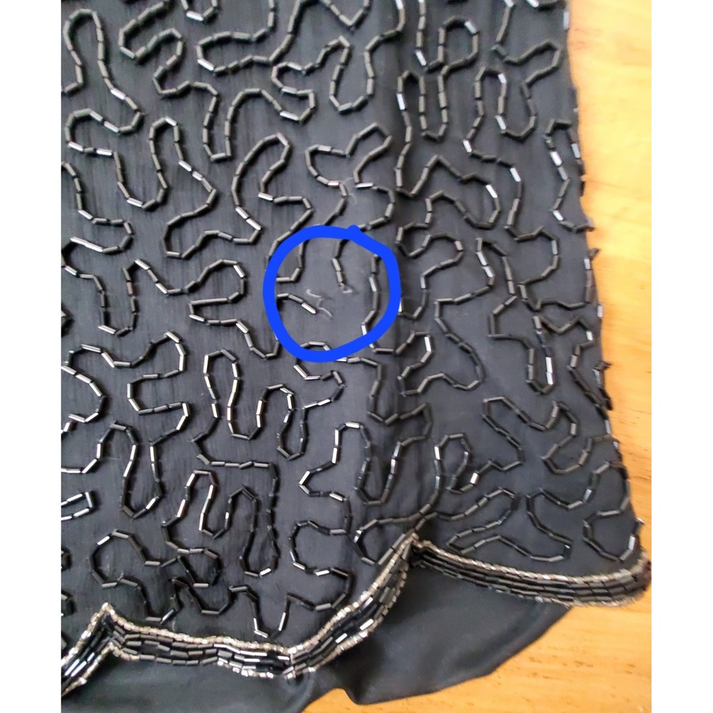 Vintage Scala Silk Beaded Sequin Floral Dark Romantic Glam Hollywood 80's Party - Picture 13 of 14